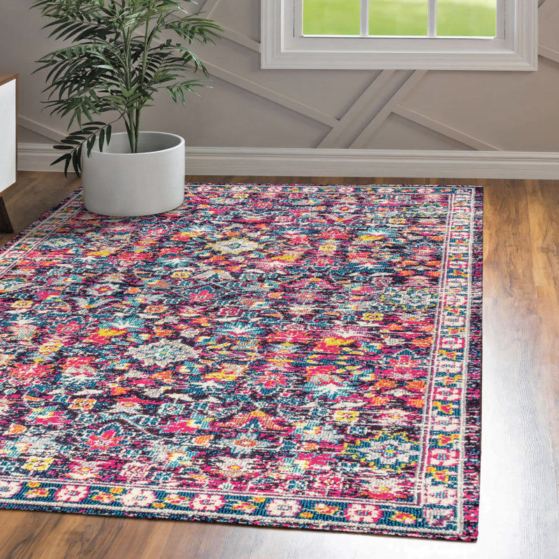 Latrobe Modern Persian Boho Floral Multi/Purple Rug, Rectangle 7'9" x 10'