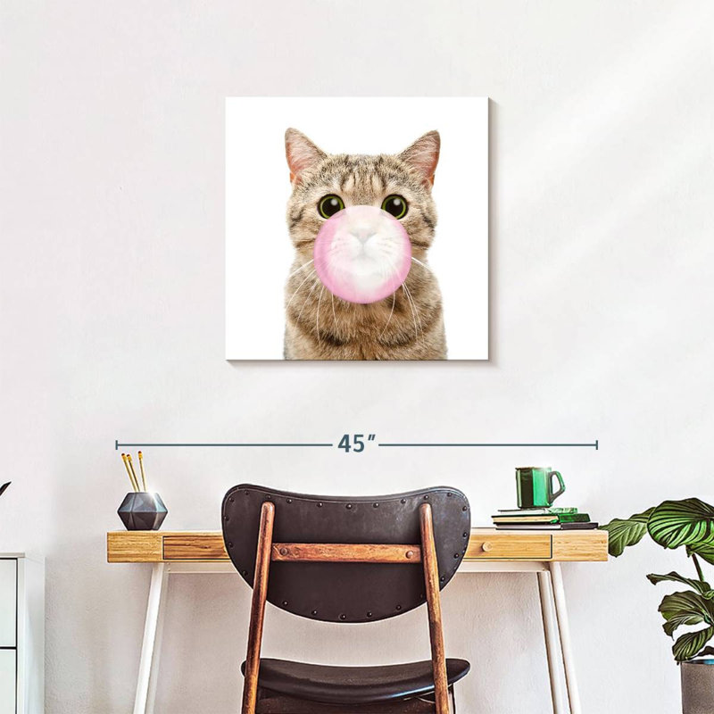 Bubble Gum Kitty - Impression sur toile tendue, H 24 po x l 24 po x P 1,25 po