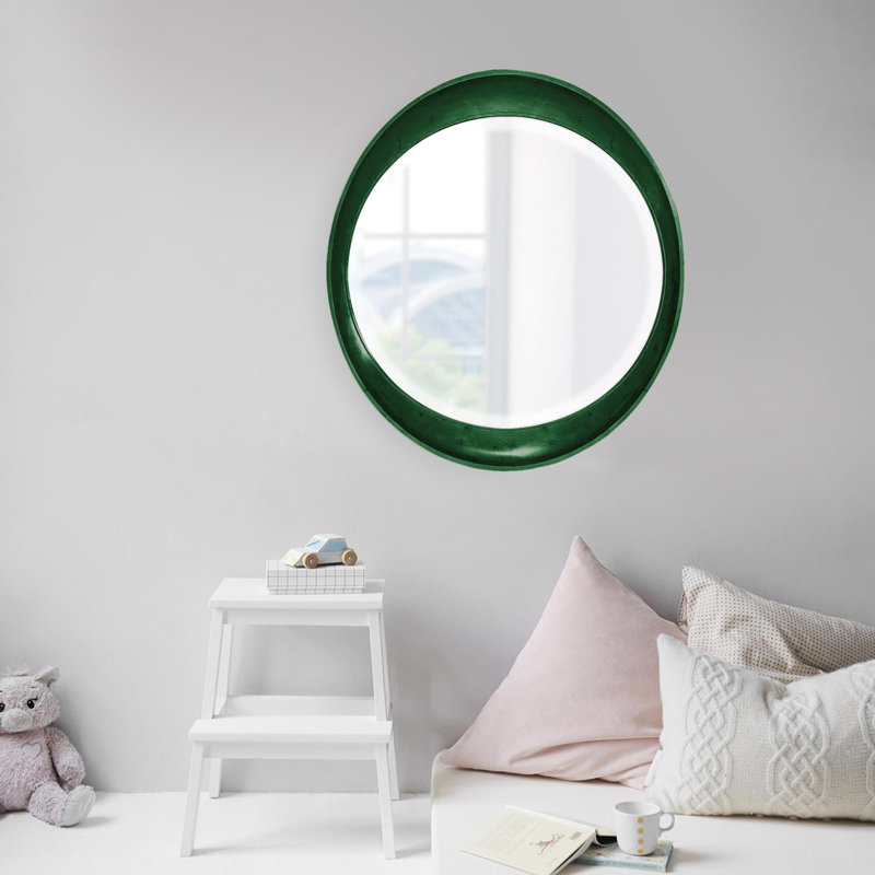 Contemporary Oval Framed Wall Mirror, Hunter Green