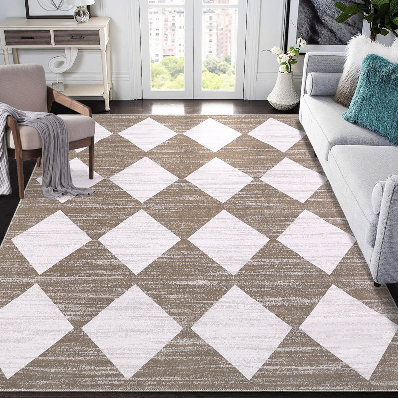 Maitund Washable Geometric Rug, Rectangle 5 pi x 7 pi
