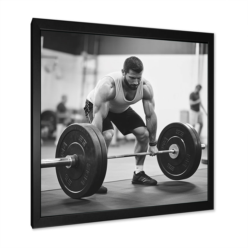 " Weightlifting ", Black Single Picture Framed, 36" H x 36" W x 1.5" D