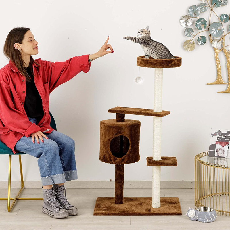 Dearman 112cm H Cat Tree, Brown/Cream