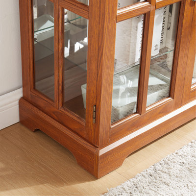Vitrine Curio, vitrine antique avec portes en verre, tablettes réglables pour objets de collection, vitrine rétro à quatre portes pour la maison ou le bureau, vitrine antique, ampoule E26 incluse