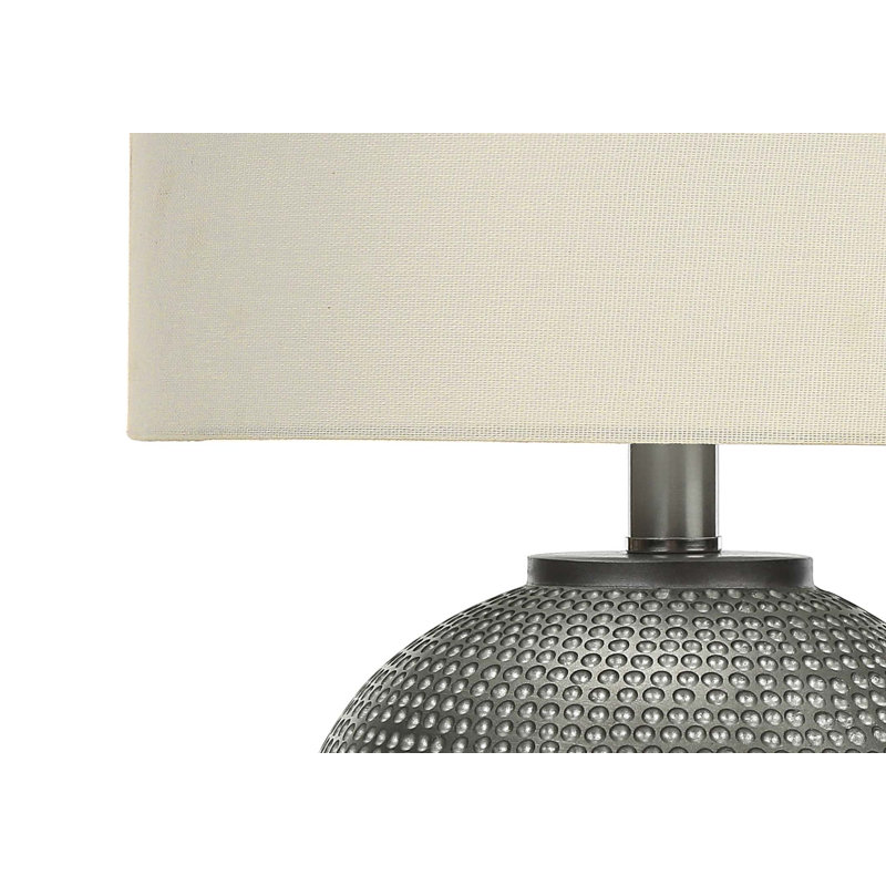 Lighting, 19 po, lampe de table, résine grise, abat-jour ivoire / crème, moderne