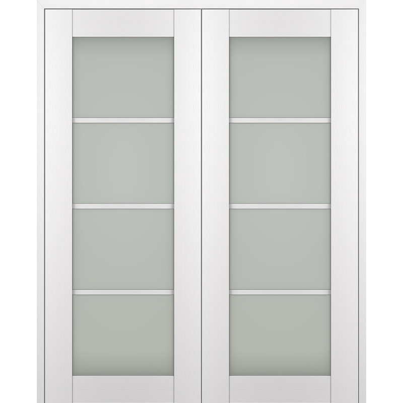 Porte française Palladio 4 Lite, Blanc, 55,5 po x 79,37 po, Réversible