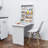 Wall-Mounted Folding Desk, Modern Convertible Fold Out Computer Desk, Foldable Floating Cabinet Table with Multi-Level Storage Shelves for Home, Office, White