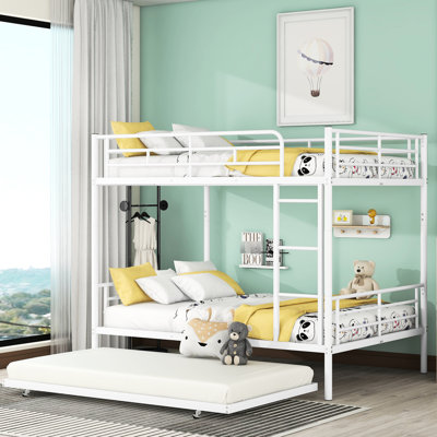 Lit superposé en fer blanc avec lit gigogne - Apparence épurée, s'adapte à divers thèmes de chambre à coucher