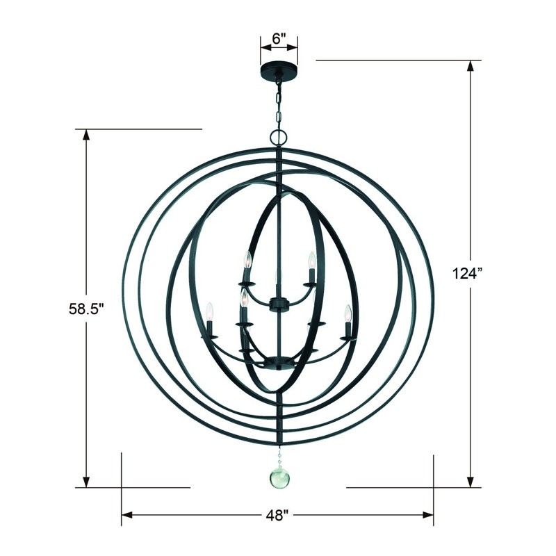 Salas 9 - Light Dimmable Sphere Chandelier, Matte Black