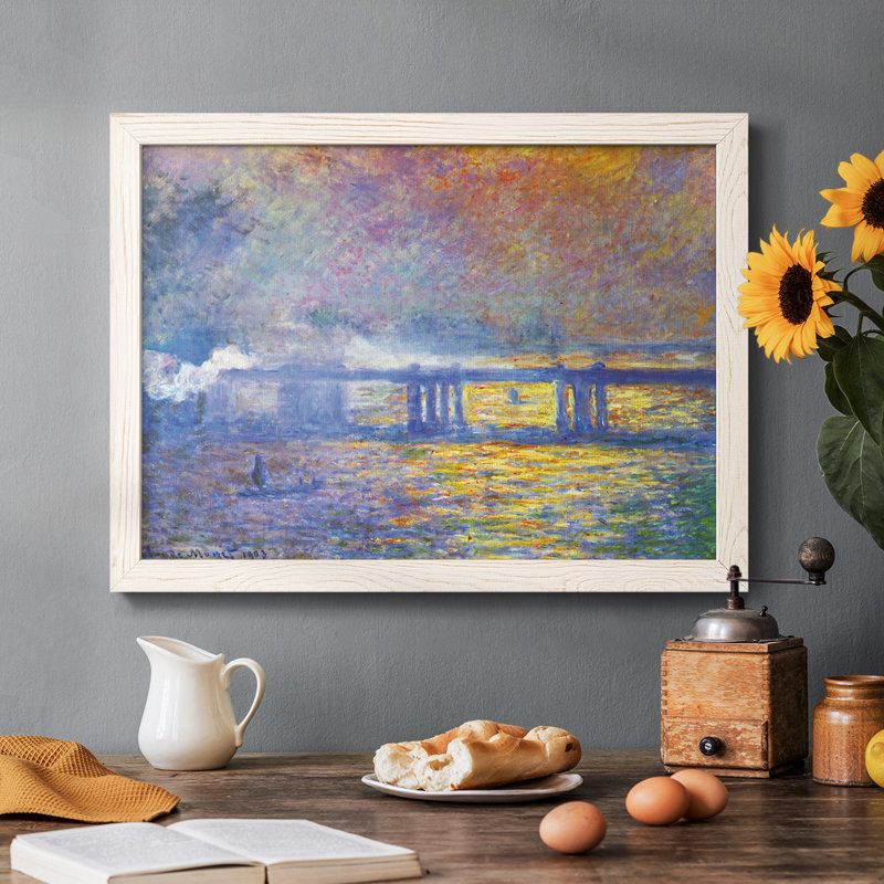 Charing Cross Bridge, peinture sur toile encadrée, Blanc, H 26 po x l 38 po x P 1,5 po