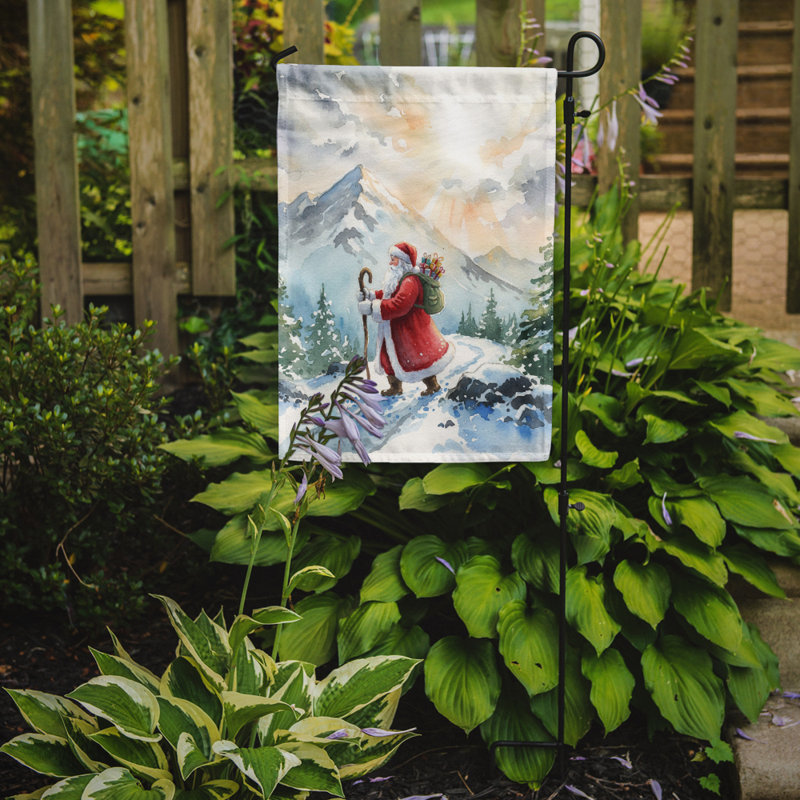 Père Noël, randonnée dans les montagnes, drapeau du jardin de Noël, Taille du jardin