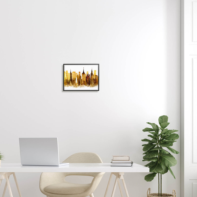 «Dream Big Glam City Skyline», art numérique par Ziwei Li, H 11 po x l 14 po x P 1,5 po, Giclée encadrée noir minuit