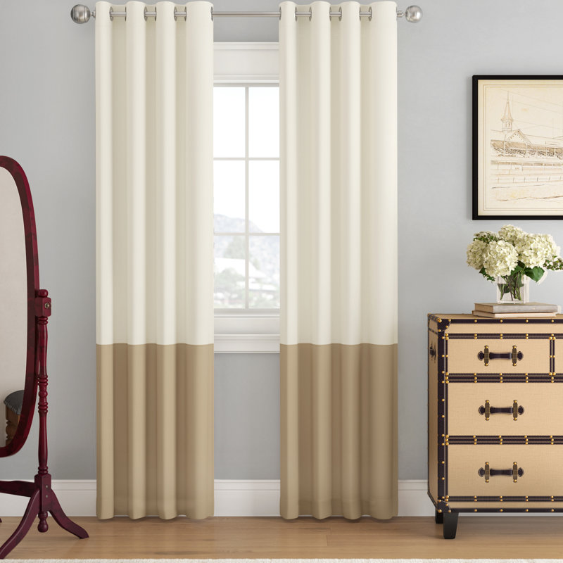 Curtainworks Jarrek Solid Color Semi-Sheer Grommet Single Curtain Panel, 52" W x 95" L, Ivory