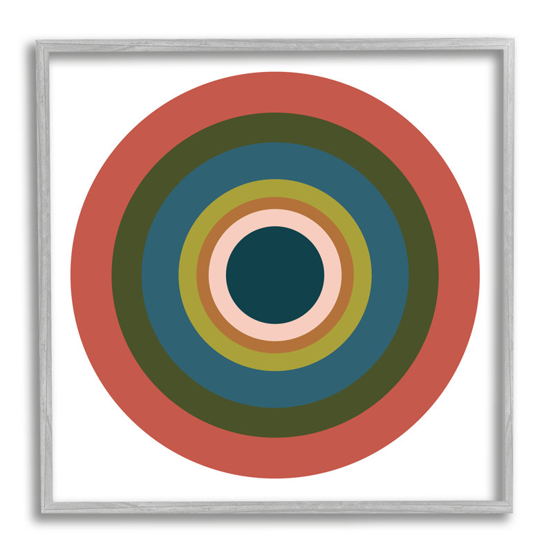 Cercles rouges modernes encadrés sur bois, H 24 po x l 24 po x P 1,5 po, Estampe numérique Farmhouse