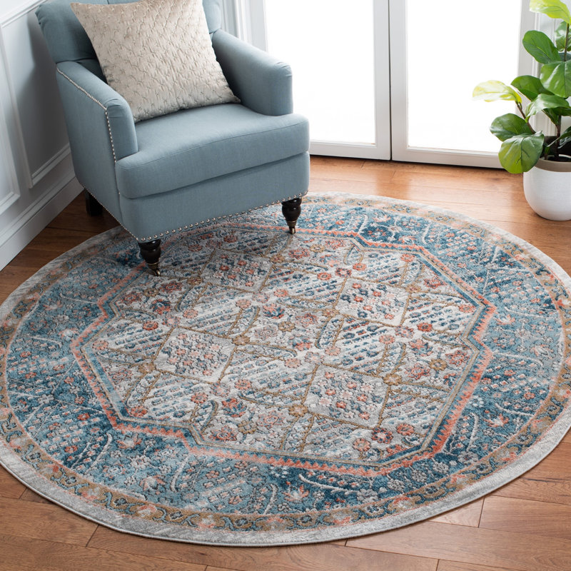 Quonochontaug Performance Oriental Rug, Round 6'7"