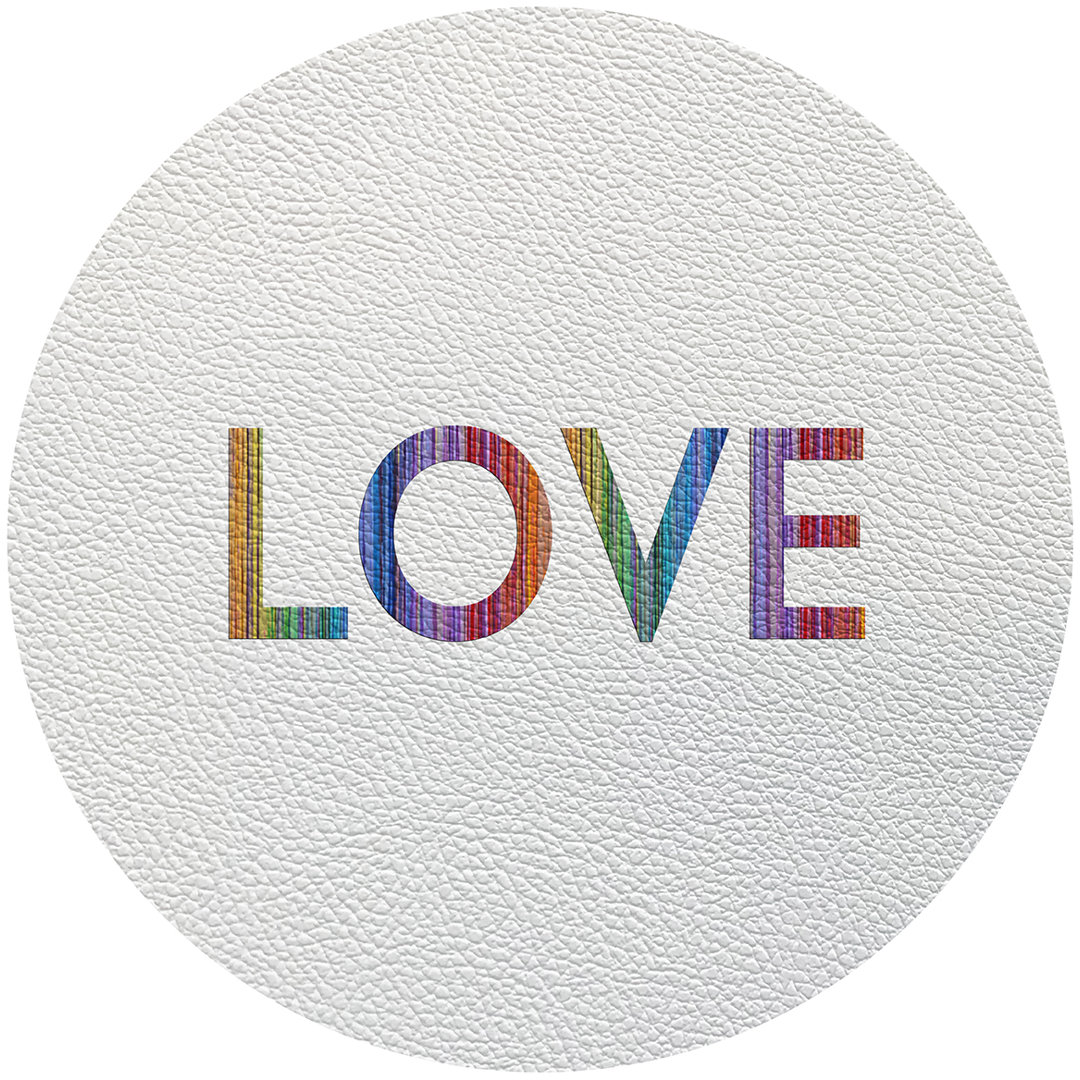 Love Rainbow Vegan Leather Round Pebble Placemat (Set of 4) Nicolette Mayer
