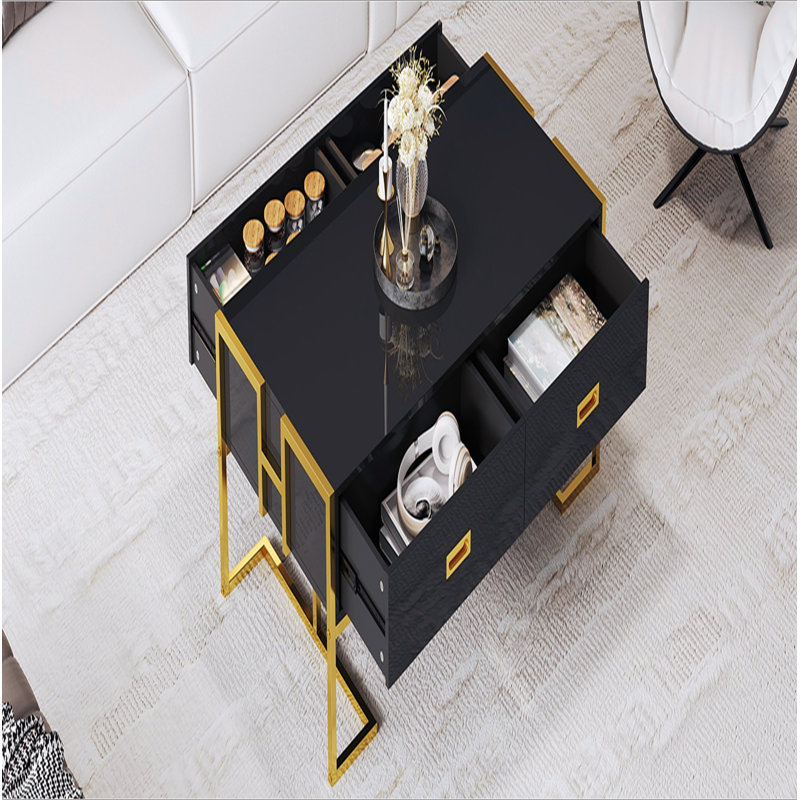 Table basse moderne noire à 4 tiroirs Modern, Black