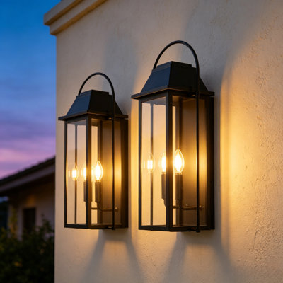 Applique murale 2 lumières pour lanterne murale d'extérieur 18 po à 2 lumières avec porche, garage, cour intérieure