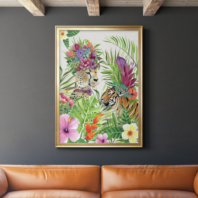 Jungle Royale I, reproduction de qualité supérieure - prête à être accrochée, Or, H 42,5 po x l 30,5 po x P 1 po