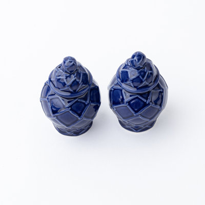Navy Textured Jar Salt & Pepper Shaker Boxed Set