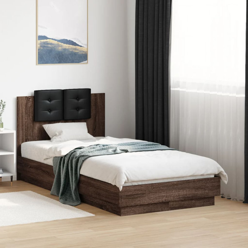 Vandewa Bed, Brown Oak, UK Single - 90 x 190 cm