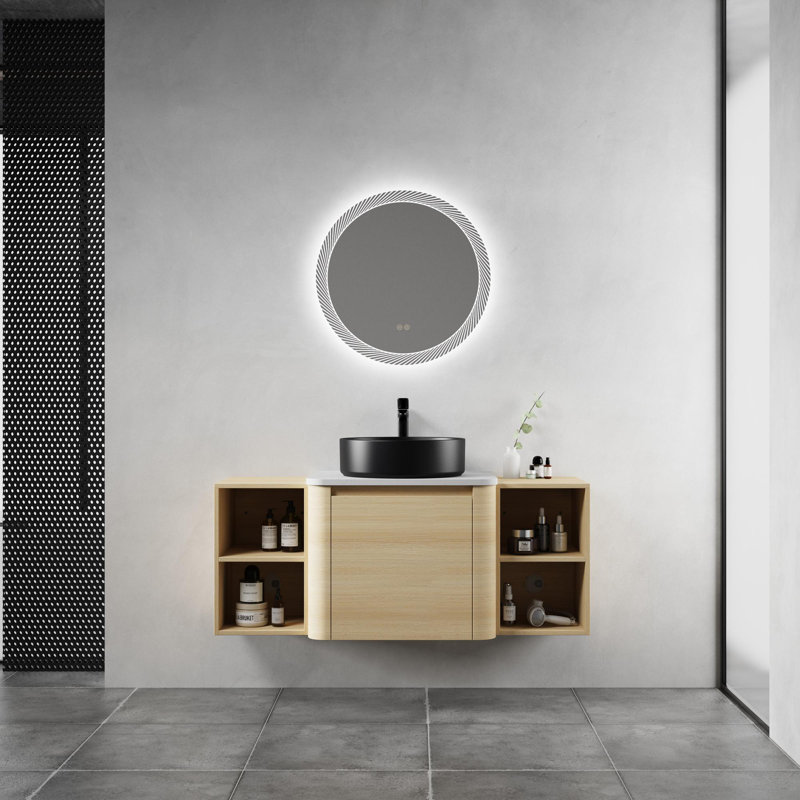 Meuble-lavabo mural 48 po avec lavabo d'art en céramique, 48"