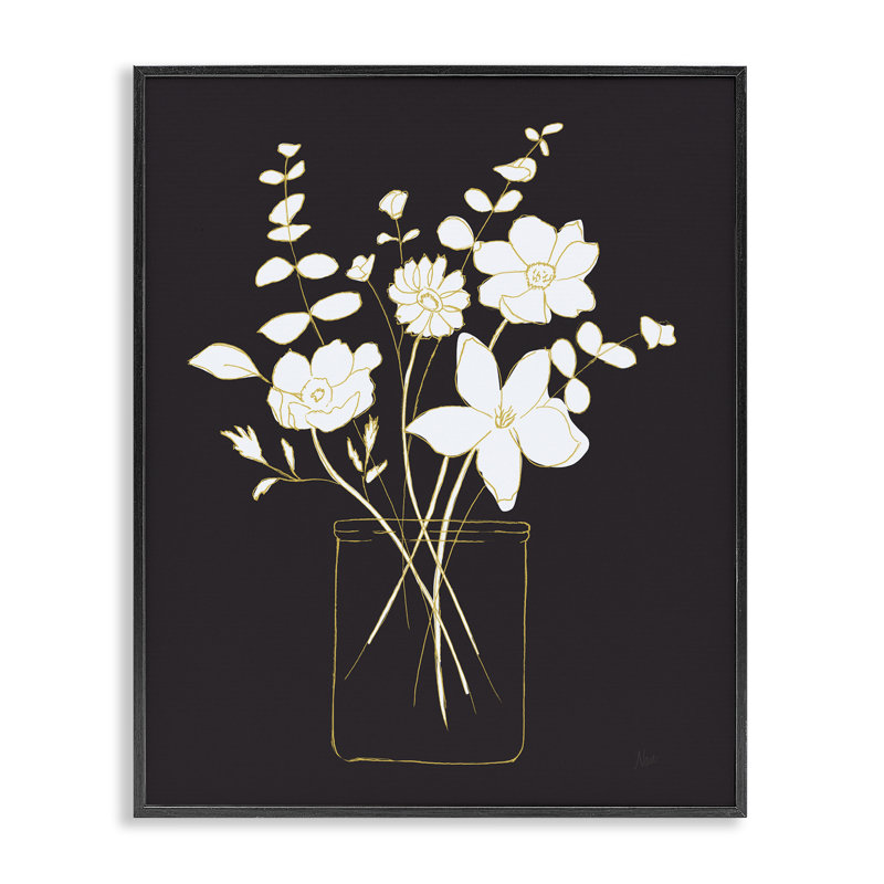 «Classy White Flowers», estampe numérique encadrée par Nan, Giclée encadrée noir minuit, H 14 po x l 11 po