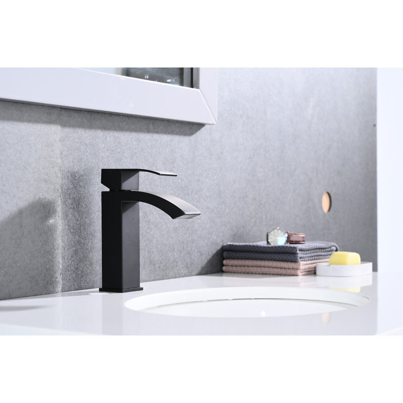 Waterfall Spout Single Handle Faucet For Bathroom Sink With Pop - Up Drain And Overflow, Corrosion Stainless Steel, Beautiful Waterscape Stable Flow Overflow Sinks, Rust Water Adjustment