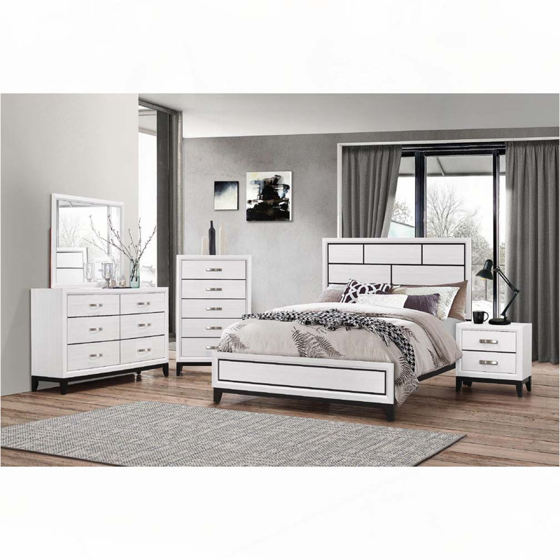 Panel Low-profile Bed, Twin, White