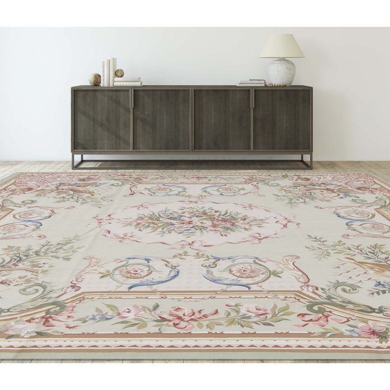 Aubusson Hand Knotted Wool Oriental Area Rug