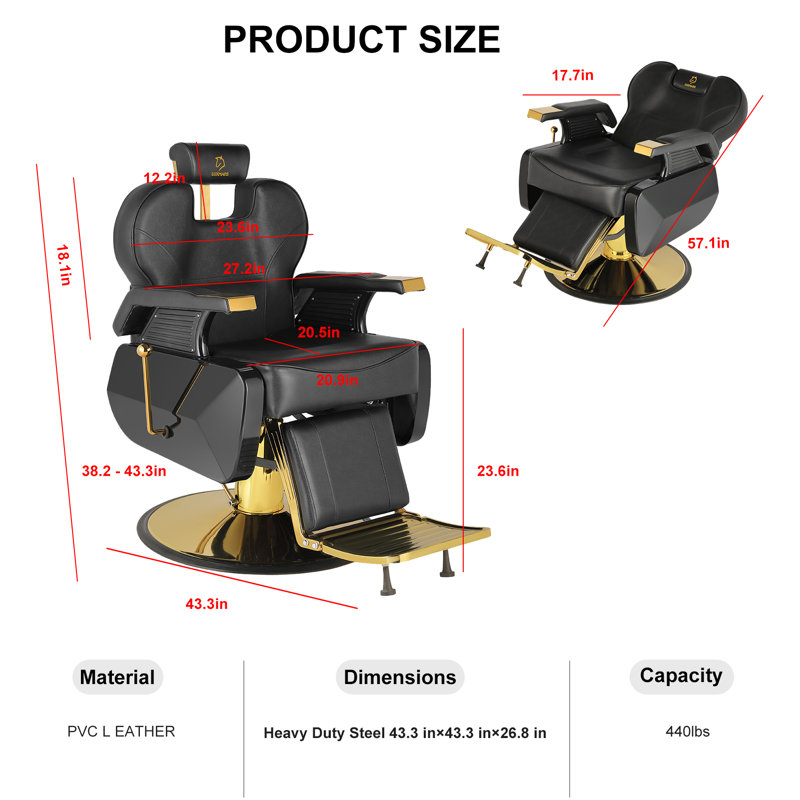 Fauteuil de salon de coiffure Fauteuil de coiffeur à inclinaison hydraulique Fauteuil de coiffeur pour salon de coiffure