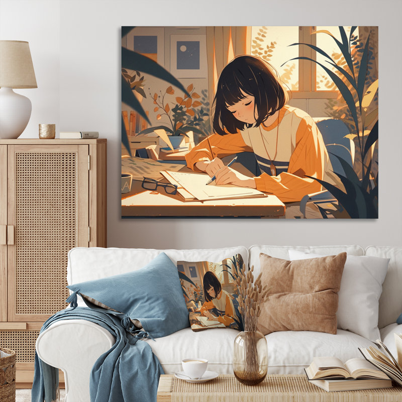 Personnage féminin féminin I - Femme, reproduction sur toile, Toile tendue, H 16 po x l 32 po x P 1 po