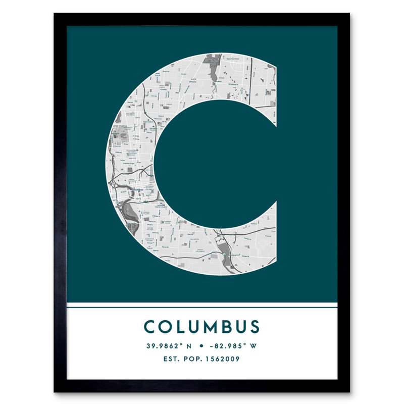 Columbus Ohio United States City 1 Piece Single Picture Frame Wall Art