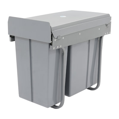 Poubelle coulissante double 10L + 20L pour armoire, poubelle d'armoire de cuisine avec rail ordinaire