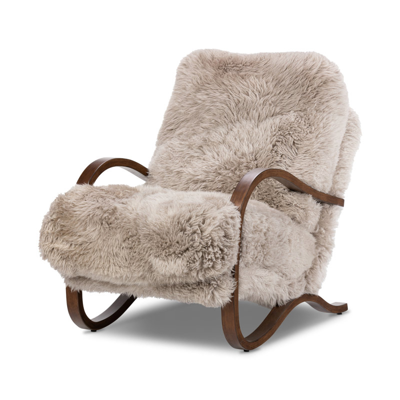 Fauteuil Parkhill, Parawood brun Terra, Taupe fourrure de Mongolie