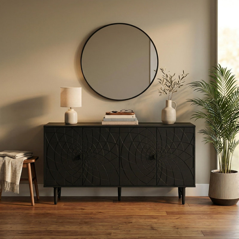 Grand buffet 2 portes 3 tiroirs NTC Sapa, Dark Walnut