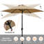 Parasol de marché 9 pi avec bouton-poussoir inclinable et manivelle, brun clair-410976607