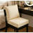 Set of 4 Waterproof Outdoor Seat Cushions 24"x24"x4" with Handle & Ties, Light Khaki-129705355-129705360