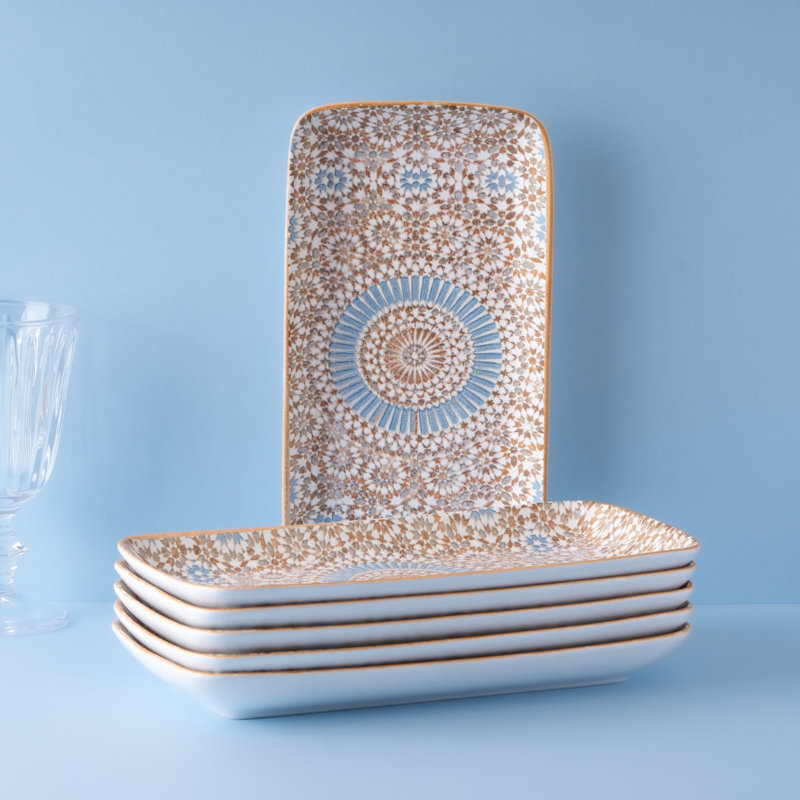 Cruise-Tangier Premium Porcelain Rectangle Plate | Microwave & Dishwasher Safe, 11x5.5x1.18"