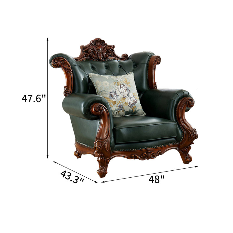 Fauteuil haut de gamme en cuir véritable de 48 po de largeur