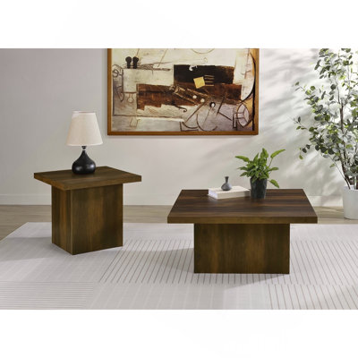 Square Engineered Wood Cocktail Coffee Table, Dark Pine