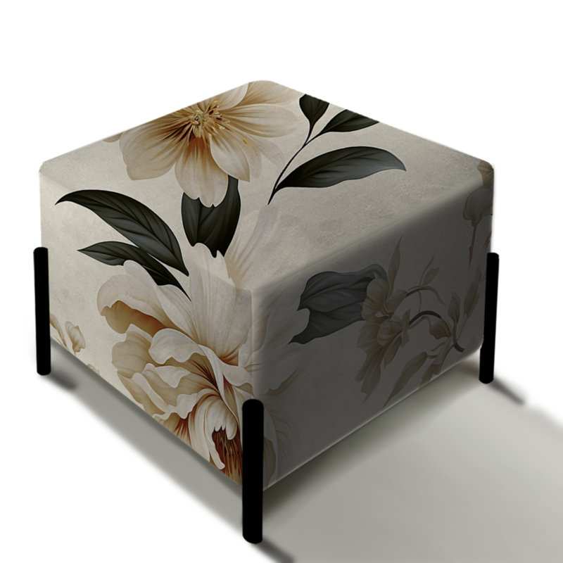 Motif victorien minimaliste chic - repose-pieds carré floral