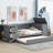 Gray Twin Daybed With Stationery Storage, Trundle - Wood Frame Charging Functional Construction-1486571695
