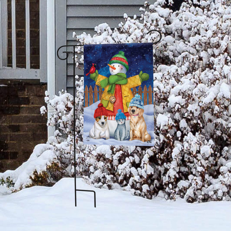 Drapeau de jardin bonhomme de neige et amis