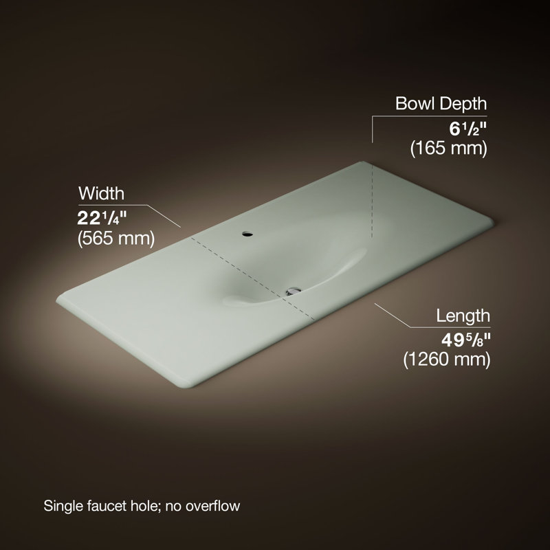 Iron Impressions® 50" Single Bathroom Vanity Top, Sea Salt, Single