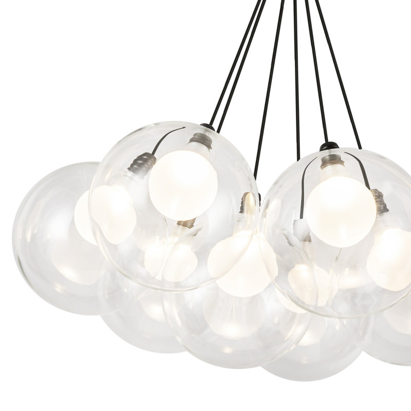 Bolla Steel LED Chandelier, 7, Black, 18" H x 16.5" W x 16.5" D