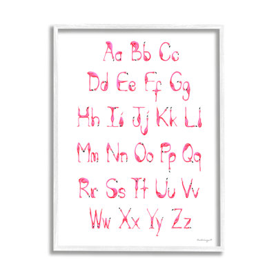 Flamant rose en forme d'alphabet, typographie rose, giclée, ensemble d'art texturé par Amelie Legault