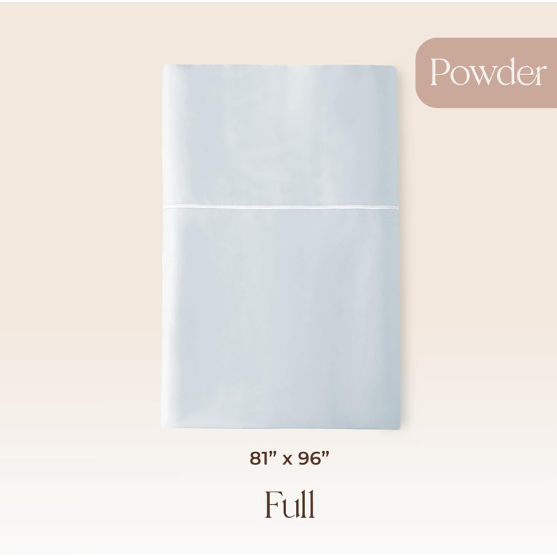 Whisper Organic Certified Organic Full Flat Sheet Only - 100% Organic Cotton Sheets With Luxurious Soft And Breathable 300 Thread Count Sateen Weave Finish - Gots & Fairtrade Certified (Powder, Full)