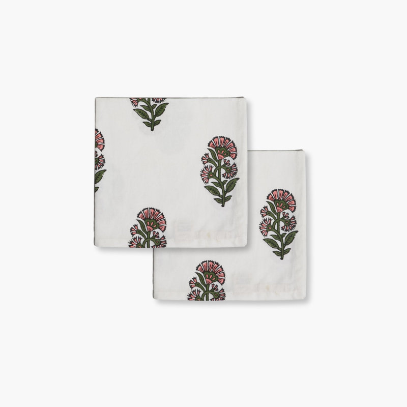 Begum Table Napkin, Pink/Green/Black Floral