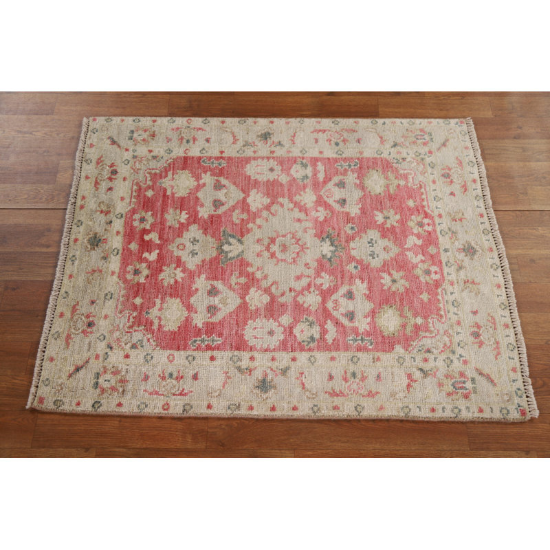 Tapis turc Oushak à motif végétal noué à la main 3 x 4