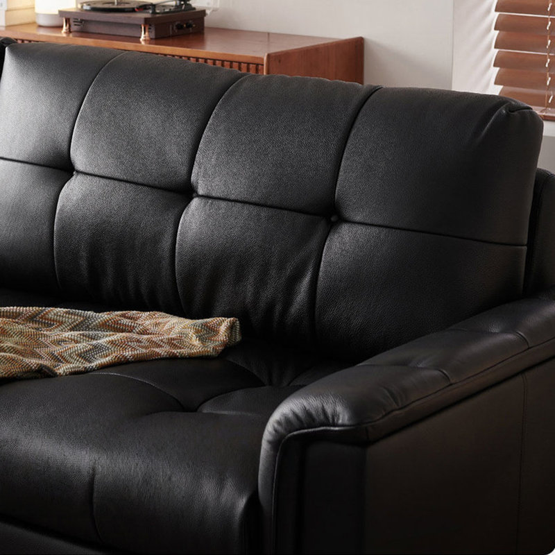 Canapé modulaire noir en similicuir, L 94,49 po